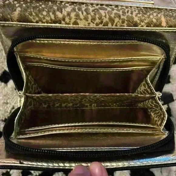 Steve Madden Black Mini Purse Chain And Faux Leather Strap Animal Print  Inside - Picture 5 of 5